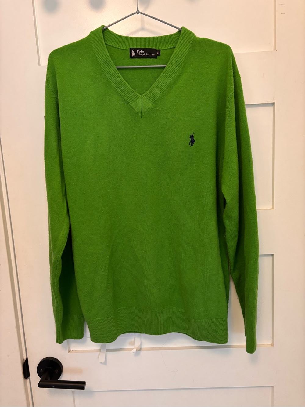 Vintage Polo by Ralph Lauren V-Neck Sweater in Lime Green